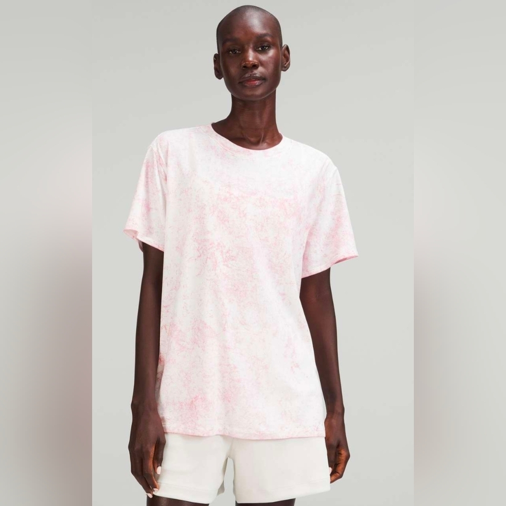 Lululemon All Yours Short Sleeve T-Shirt No Sz Tag Peach Cream Marbled